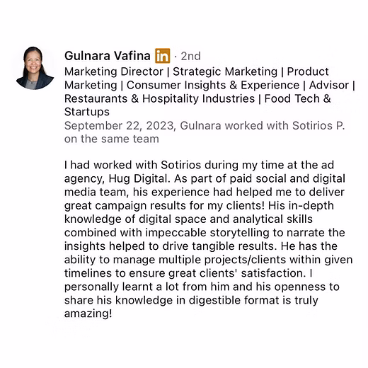 Client review for Sotirios Seridis Google Ads and Meta Ads training